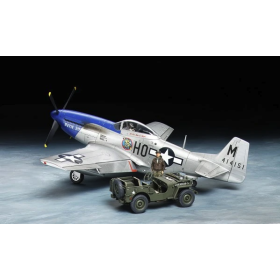 Tamiya 25205, N/A P-51D Mustang™ & 1/4-ton 4x4 Light Vehicle Set, byggsats skala 1/48