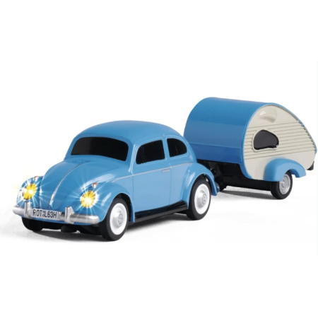 1:87 Radio controlled VW Beetle, Blue with caravan