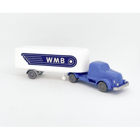 Wiking 193/2DF - Blue truck with white trailer - Retro H0