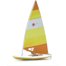 Sailing Boat Laser sailing + figure, H0 Scale (1:87)