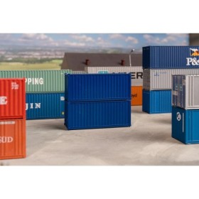 Faller 182054- 20' Container, blå, set med 2, skala 1:87