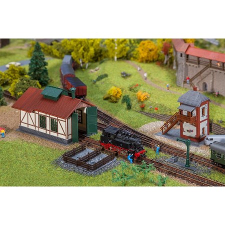 Faller 222108- Branch line locomotive shed with block post Set, skala 1:160