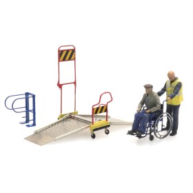 Wheelchair ramp with 2 figures, H0 Scale (1:87)