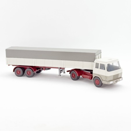 Wiking 732/1GB - Pearl white Hanomag-Henschel Semi-trailer-truck - Retro H0