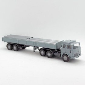 Wiking 757/3B - Blue-grey Magirus 235 D Semi-trailer-truck loaded with pipes - Retro H0