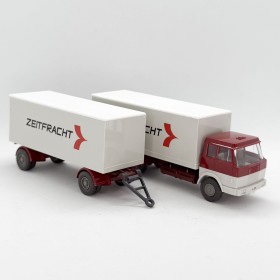 Wiking 682/1BD - Red/Grey Hanomag-Henschel Box truck with trailer - Retro H0