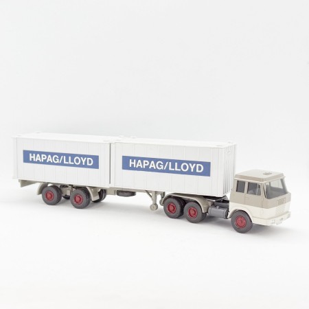 Wiking 879/2 - Brown/Beige Hanomag Henschel Container-semi-truck-trailer - Retro H0